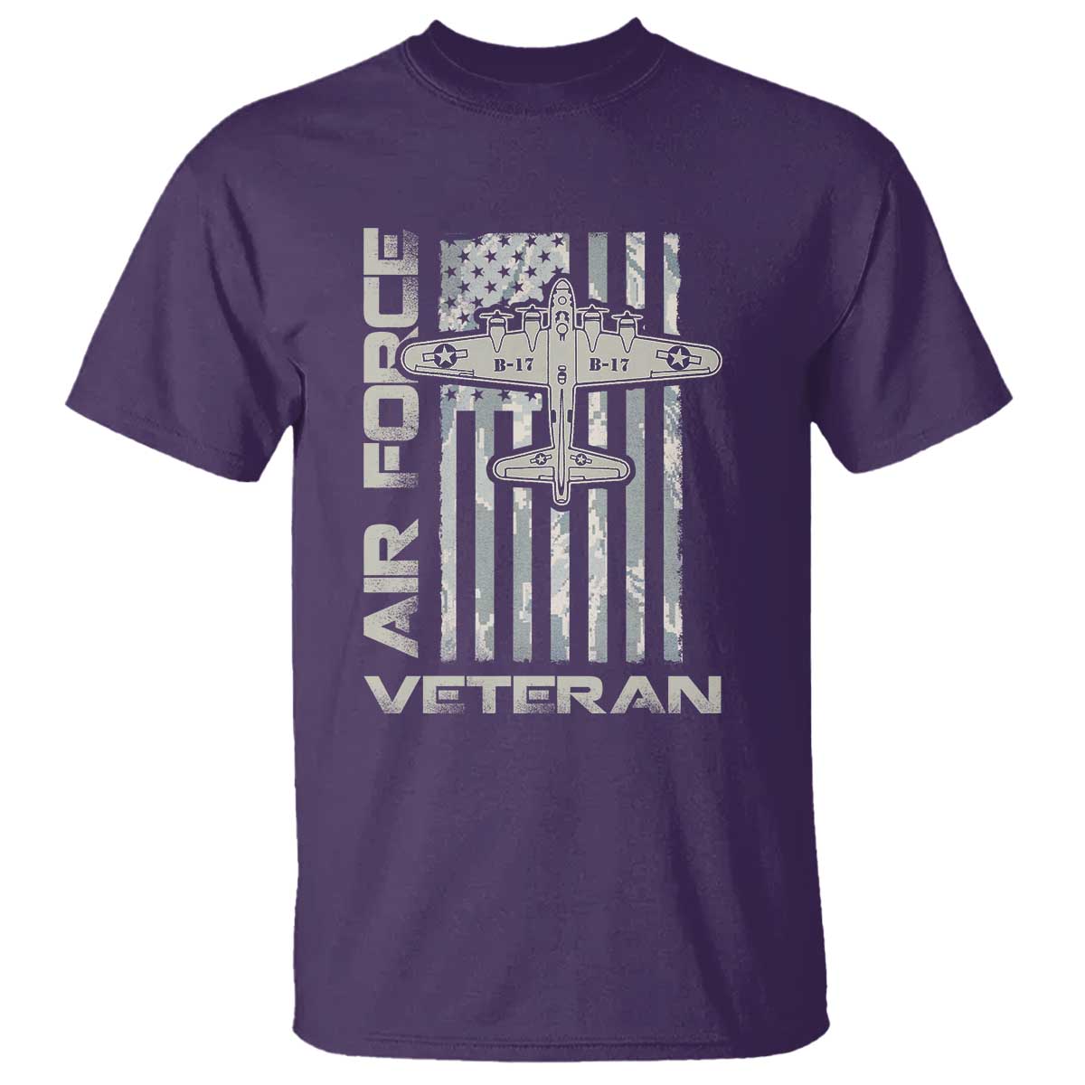 Air Force Veteran T Shirt Vintage Camo USA Flag Veterans - Wonder Print Shop