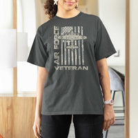 Air Force Veteran T Shirt For Women Vintage Camo USA Flag Veterans - Wonder Print Shop