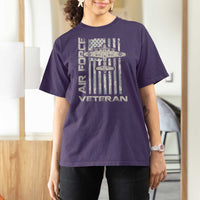 Air Force Veteran T Shirt For Women Vintage Camo USA Flag Veterans - Wonder Print Shop