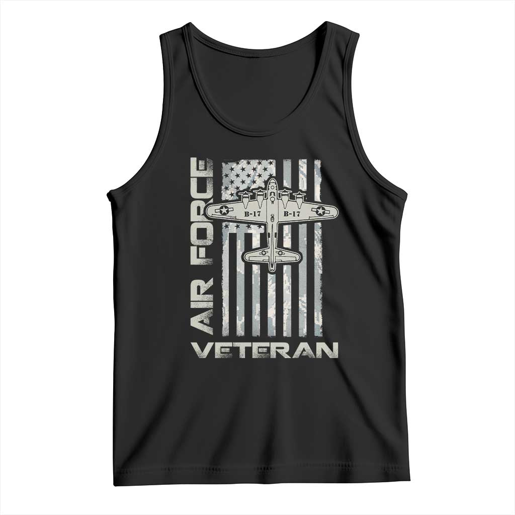 Air Force Veteran Tank Top Vintage Camo USA Flag Veterans - Wonder Print Shop