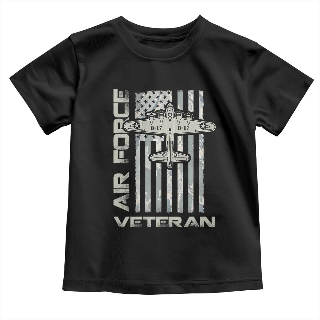 Air Force Veteran Toddler T Shirt Vintage Camo USA Flag Veterans - Wonder Print Shop