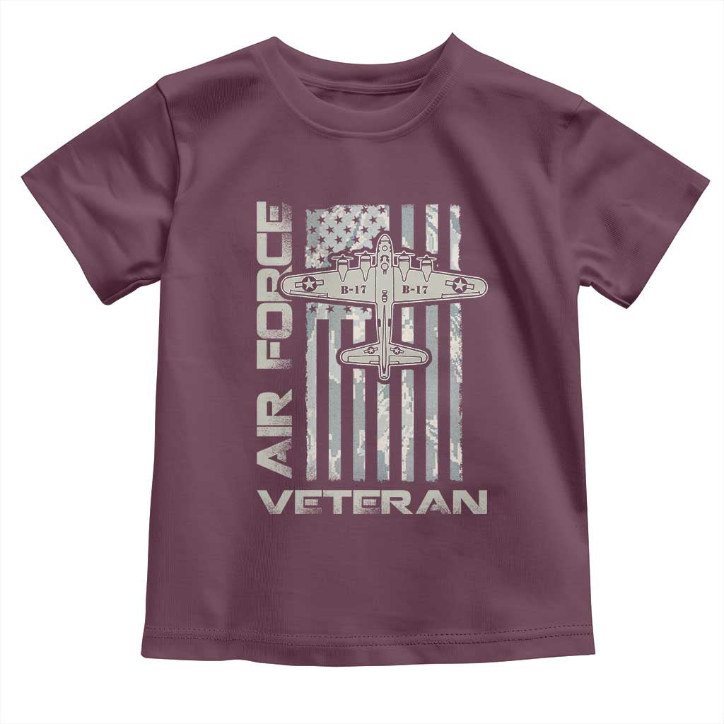 Air Force Veteran Toddler T Shirt Vintage Camo USA Flag Veterans - Wonder Print Shop