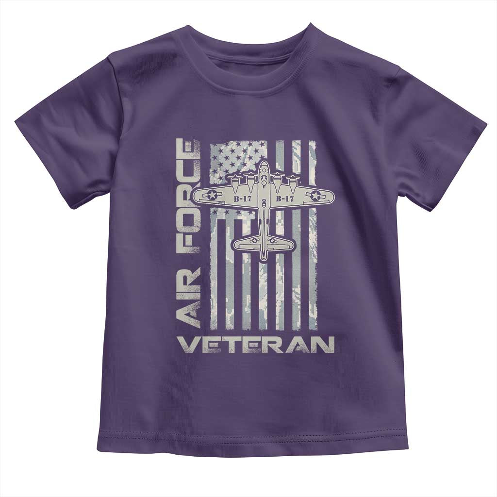 Air Force Veteran Toddler T Shirt Vintage Camo USA Flag Veterans - Wonder Print Shop