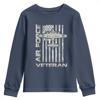 Air Force Veteran Youth Sweatshirt Vintage Camo USA Flag Veterans - Wonder Print Shop