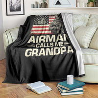 Proud Air Force Grandpa Throw Blanket My Soldier Airman Calls Me Grandpa US Flag - Wonder Print Shop