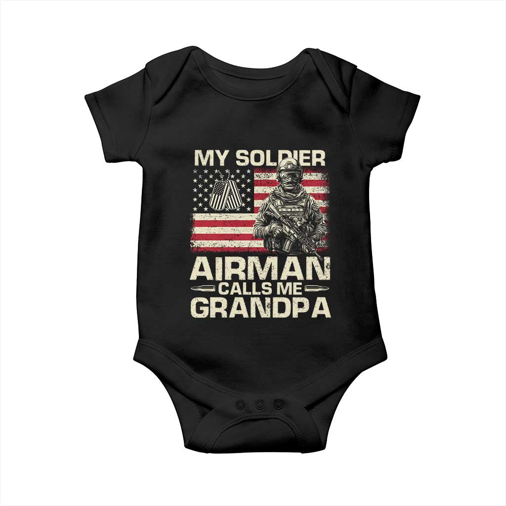 Proud Air Force Grandpa Baby Onesie My Soldier Airman Calls Me Grandpa US Flag - Wonder Print Shop
