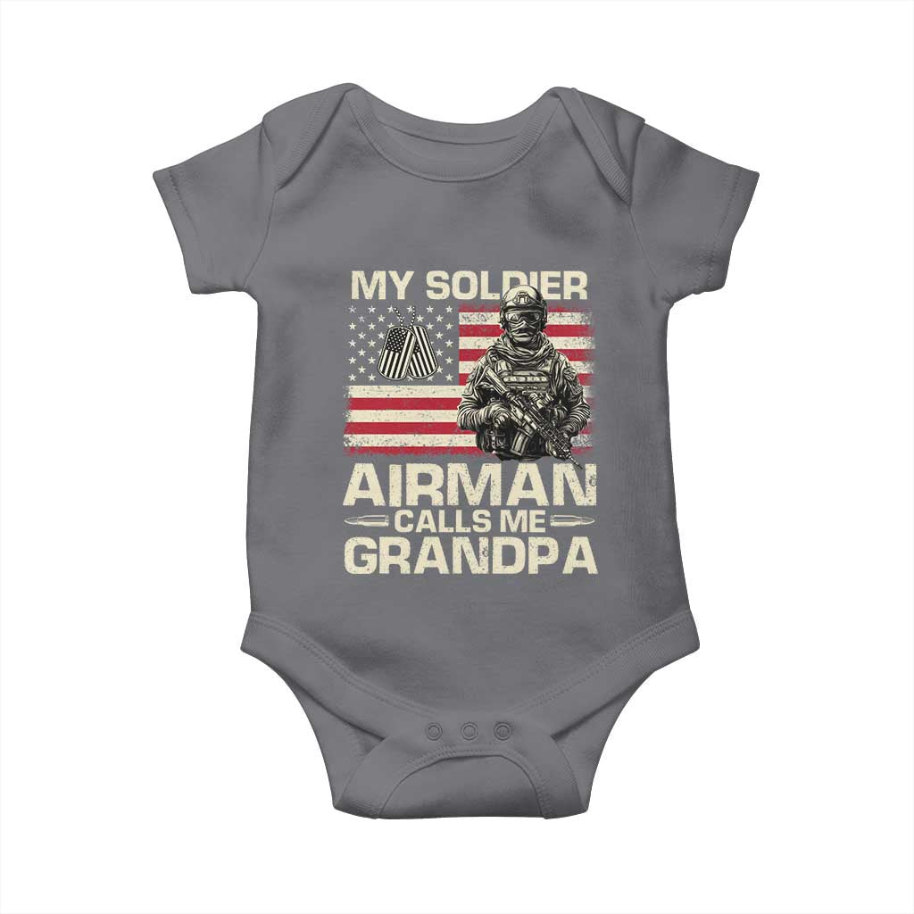 Proud Air Force Grandpa Baby Onesie My Soldier Airman Calls Me Grandpa US Flag - Wonder Print Shop