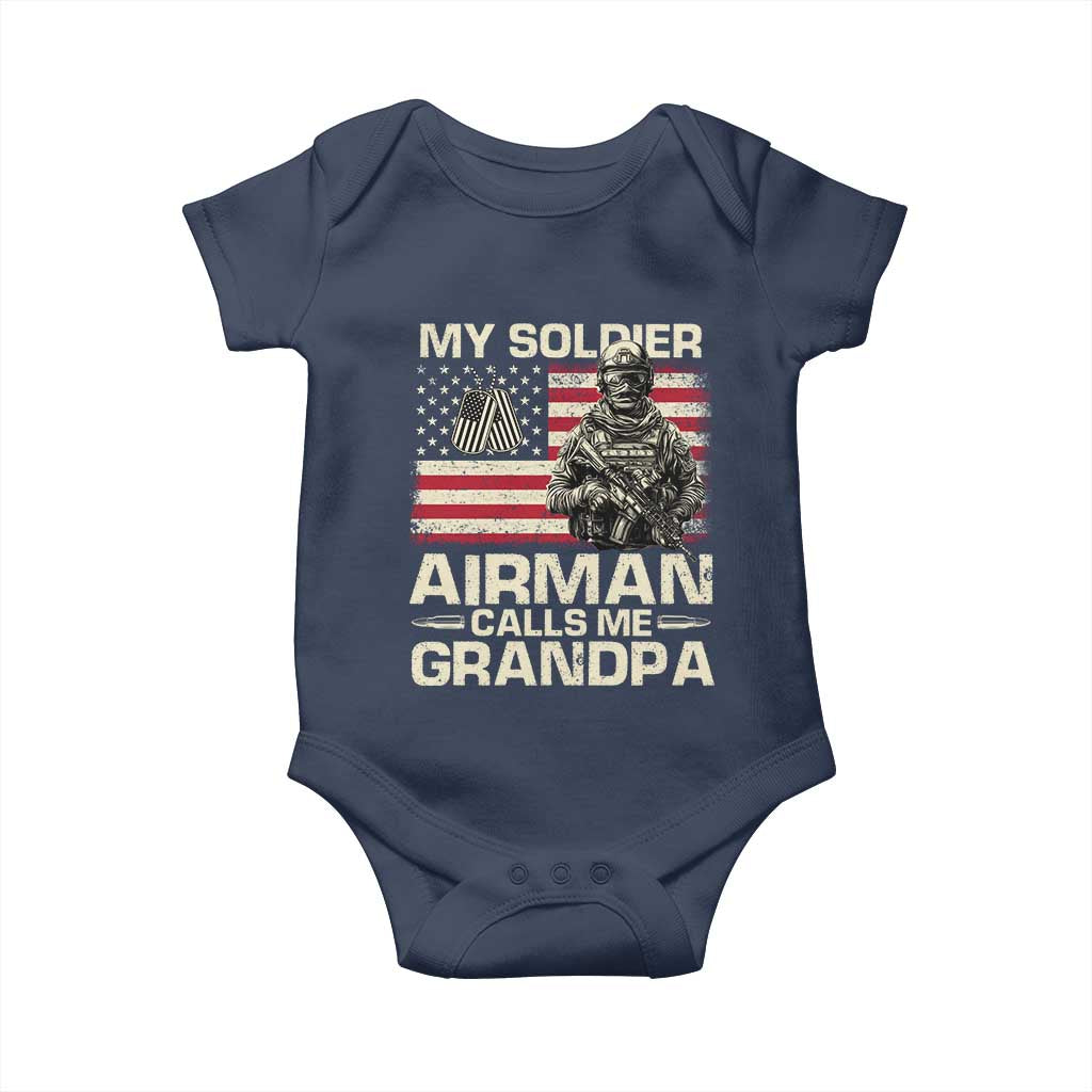 Proud Air Force Grandpa Baby Onesie My Soldier Airman Calls Me Grandpa US Flag - Wonder Print Shop