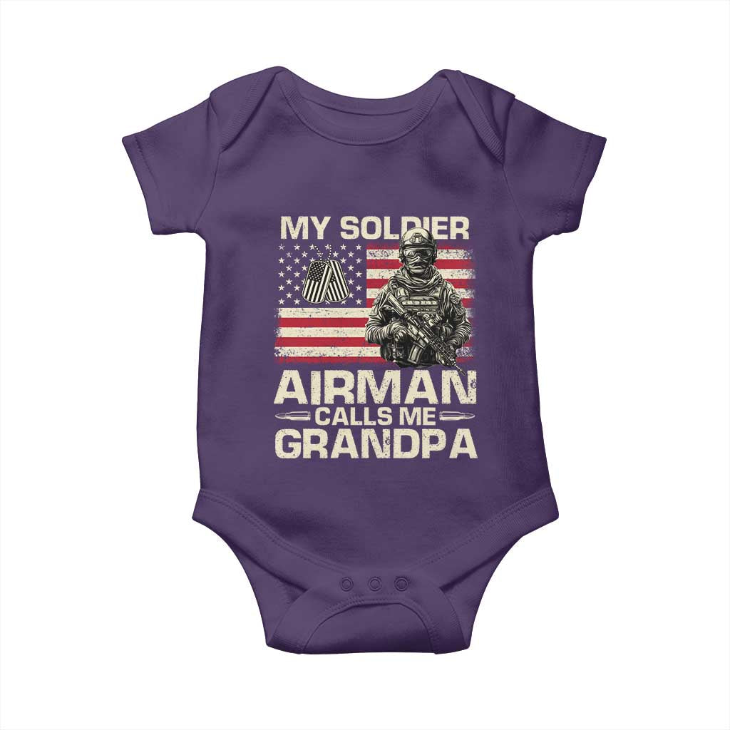 Proud Air Force Grandpa Baby Onesie My Soldier Airman Calls Me Grandpa US Flag - Wonder Print Shop