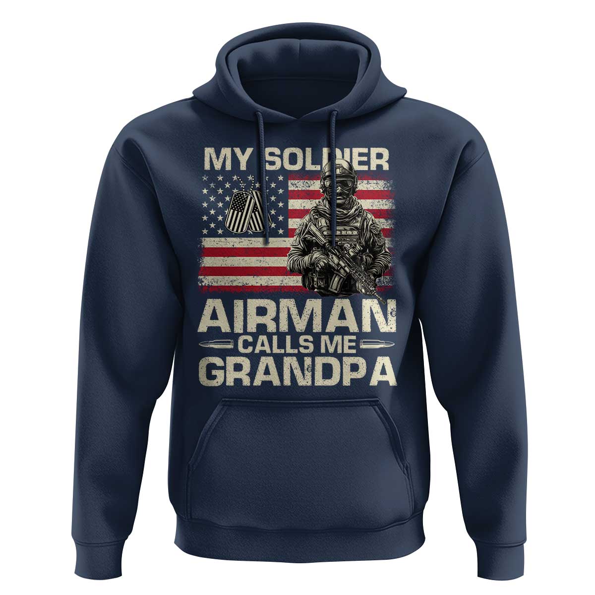 Proud Air Force Grandpa Hoodie My Soldier Airman Calls Me Grandpa US Flag - Wonder Print Shop