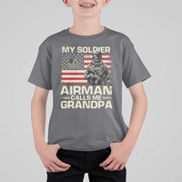 Proud Air Force Grandpa T Shirt For Kid My Soldier Airman Calls Me Grandpa US Flag - Wonder Print Shop