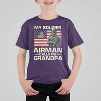 Proud Air Force Grandpa T Shirt For Kid My Soldier Airman Calls Me Grandpa US Flag - Wonder Print Shop