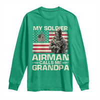 Proud Air Force Grandpa Long Sleeve Shirt My Soldier Airman Calls Me Grandpa US Flag - Wonder Print Shop