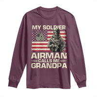 Proud Air Force Grandpa Long Sleeve Shirt My Soldier Airman Calls Me Grandpa US Flag - Wonder Print Shop