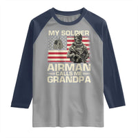 Proud Air Force Grandpa Raglan Shirt My Soldier Airman Calls Me Grandpa US Flag - Wonder Print Shop