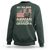Proud Air Force Grandpa Sweatshirt My Soldier Airman Calls Me Grandpa US Flag - Wonder Print Shop