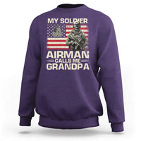 Proud Air Force Grandpa Sweatshirt My Soldier Airman Calls Me Grandpa US Flag - Wonder Print Shop