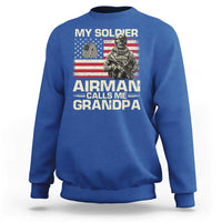 Proud Air Force Grandpa Sweatshirt My Soldier Airman Calls Me Grandpa US Flag - Wonder Print Shop
