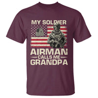 Proud Air Force Grandpa T Shirt My Soldier Airman Calls Me Grandpa US Flag - Wonder Print Shop