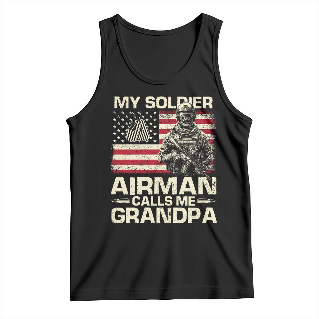 Proud Air Force Grandpa Tank Top My Soldier Airman Calls Me Grandpa US Flag - Wonder Print Shop