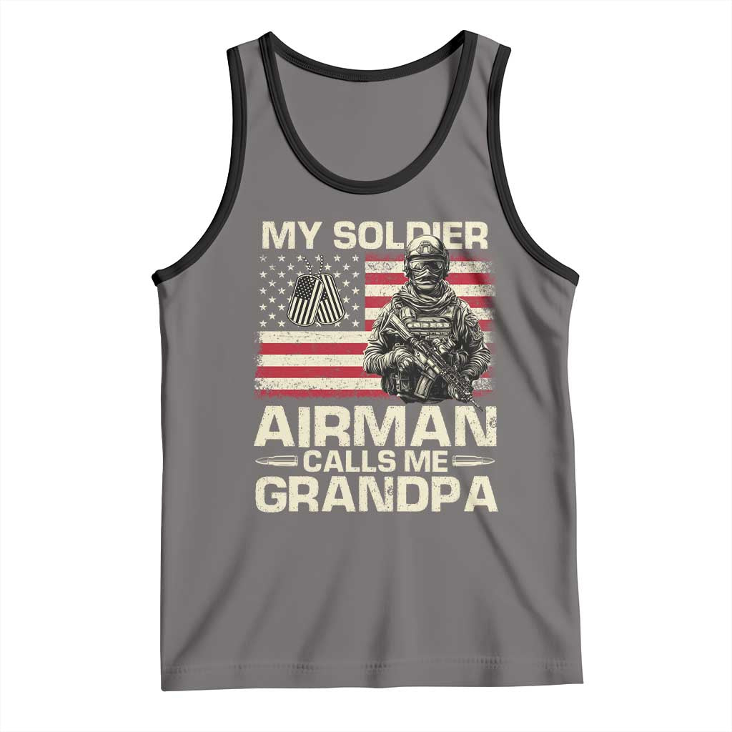 Proud Air Force Grandpa Tank Top My Soldier Airman Calls Me Grandpa US Flag - Wonder Print Shop