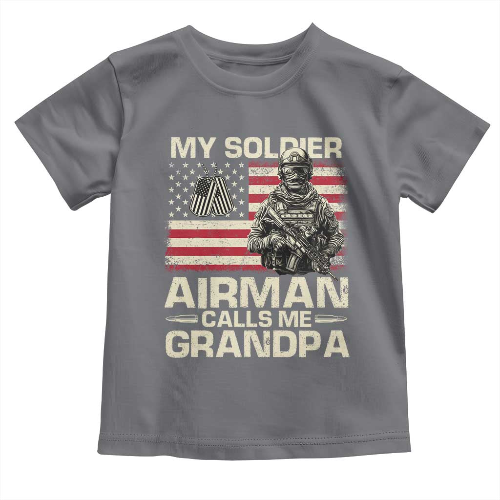 Proud Air Force Grandpa Toddler T Shirt My Soldier Airman Calls Me Grandpa US Flag - Wonder Print Shop