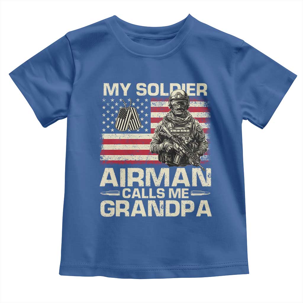 Proud Air Force Grandpa Toddler T Shirt My Soldier Airman Calls Me Grandpa US Flag - Wonder Print Shop
