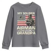 Proud Air Force Grandpa Youth Sweatshirt My Soldier Airman Calls Me Grandpa US Flag - Wonder Print Shop