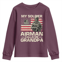 Proud Air Force Grandpa Youth Sweatshirt My Soldier Airman Calls Me Grandpa US Flag - Wonder Print Shop