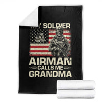 Proud Air Force Grandma Throw Blanket My Soldier Airman Calls Me Grandma US Flag - Wonder Print Shop