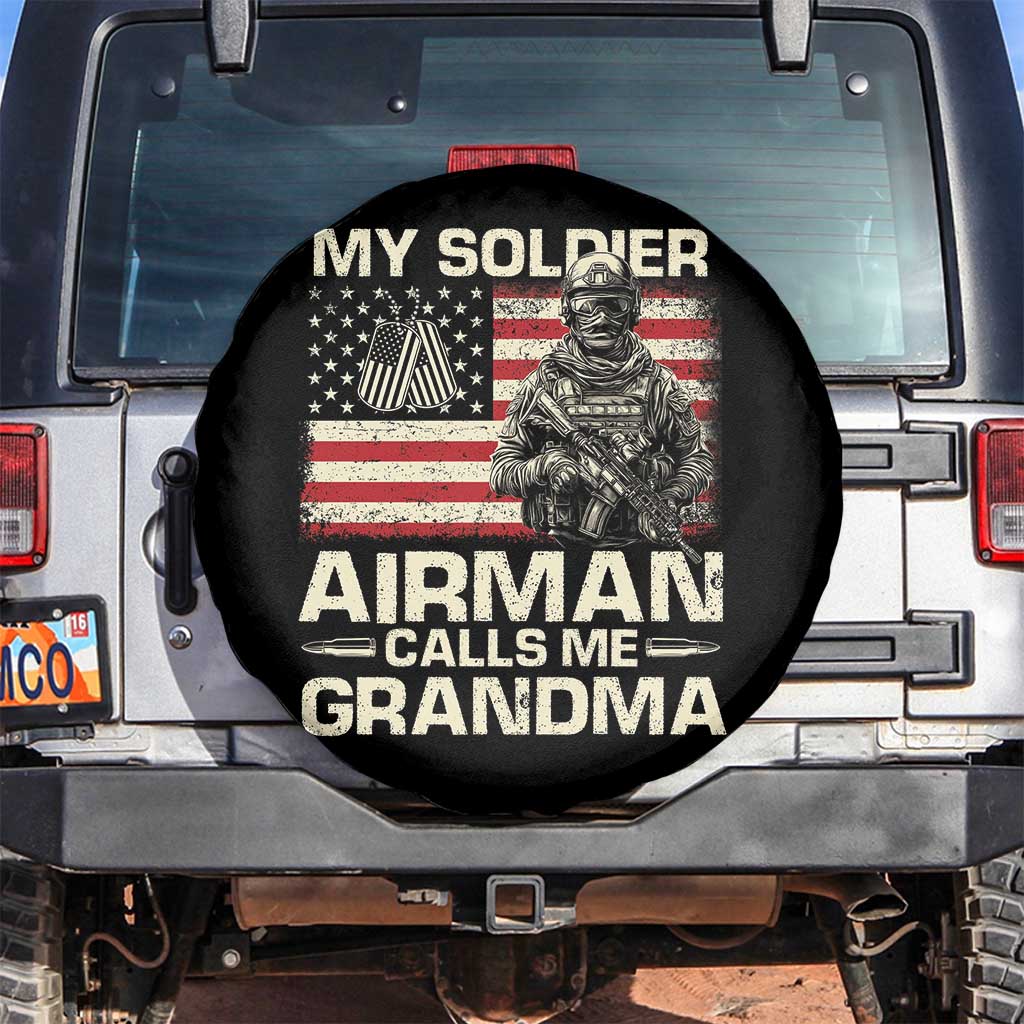 Proud Air Force Grandma Spare Tire Cover My Soldier Airman Calls Me Grandma US Flag - Wonder Print Shop