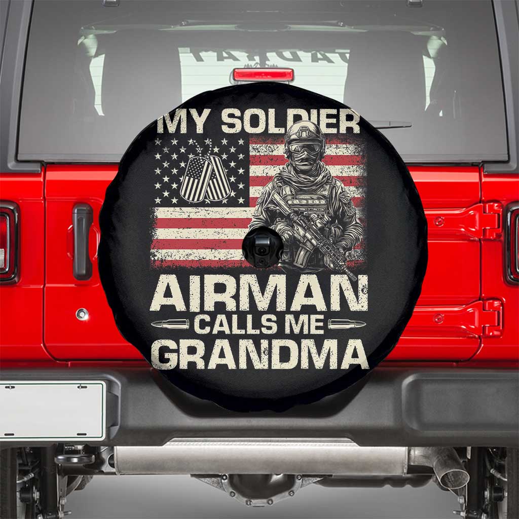 Proud Air Force Grandma Spare Tire Cover My Soldier Airman Calls Me Grandma US Flag - Wonder Print Shop