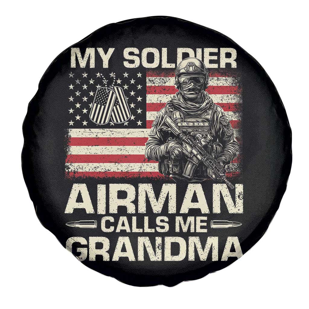 Proud Air Force Grandma Spare Tire Cover My Soldier Airman Calls Me Grandma US Flag - Wonder Print Shop