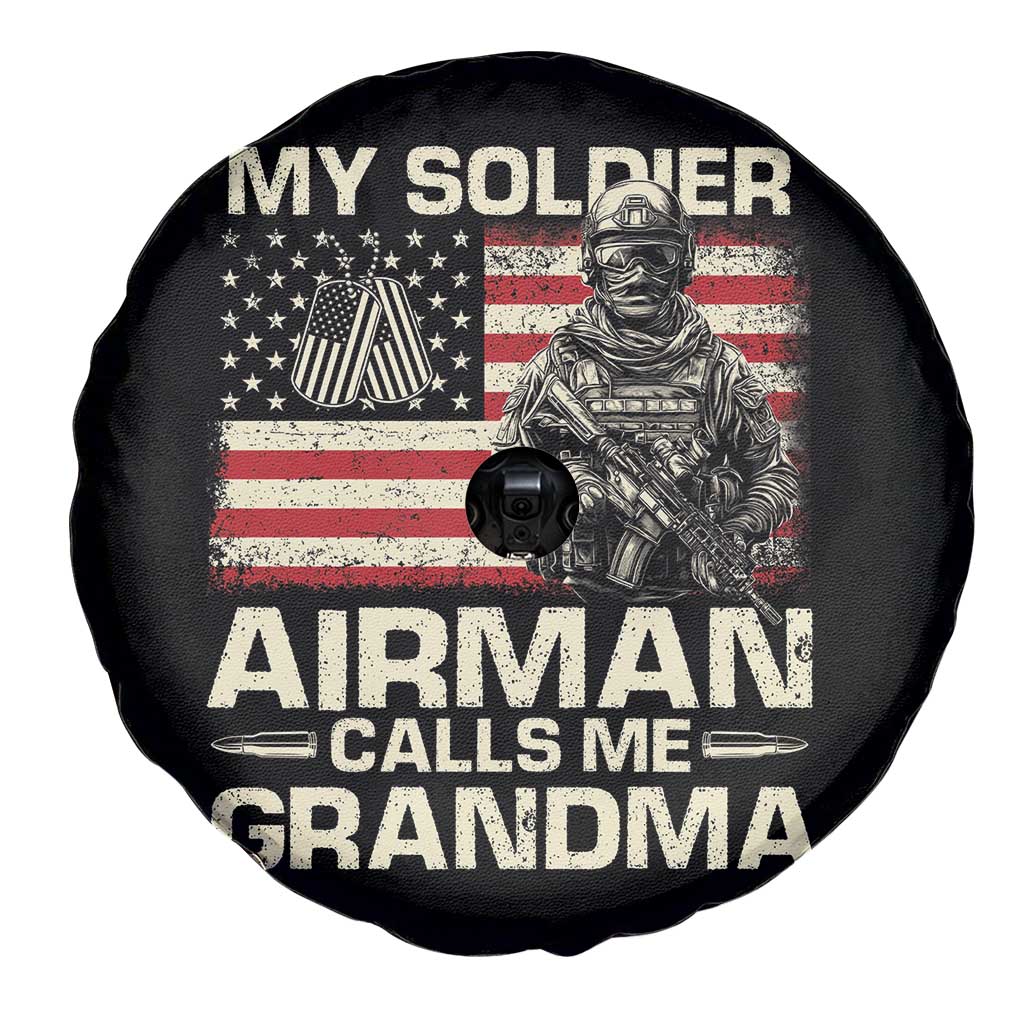 Proud Air Force Grandma Spare Tire Cover My Soldier Airman Calls Me Grandma US Flag - Wonder Print Shop