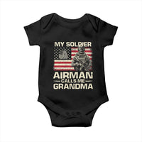 Proud Air Force Grandma Baby Onesie My Soldier Airman Calls Me Grandma US Flag - Wonder Print Shop