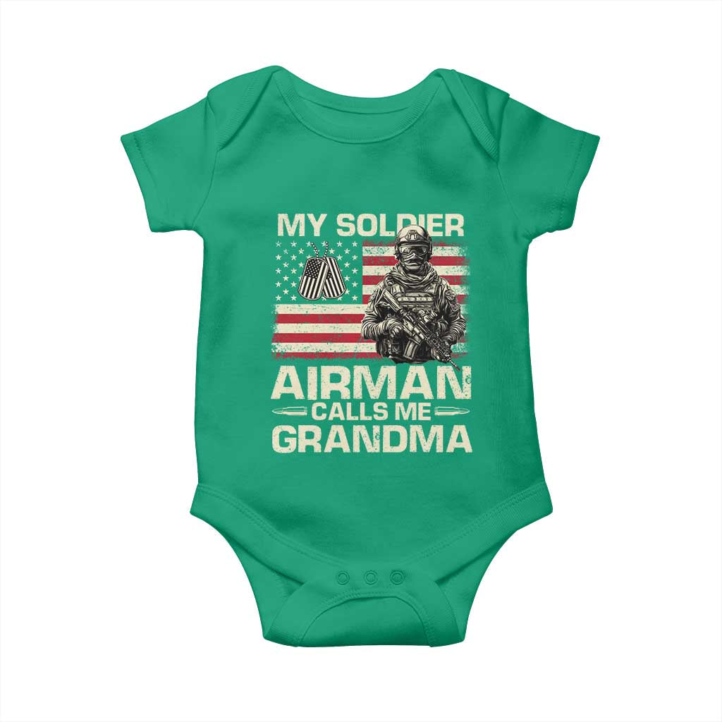 Proud Air Force Grandma Baby Onesie My Soldier Airman Calls Me Grandma US Flag - Wonder Print Shop
