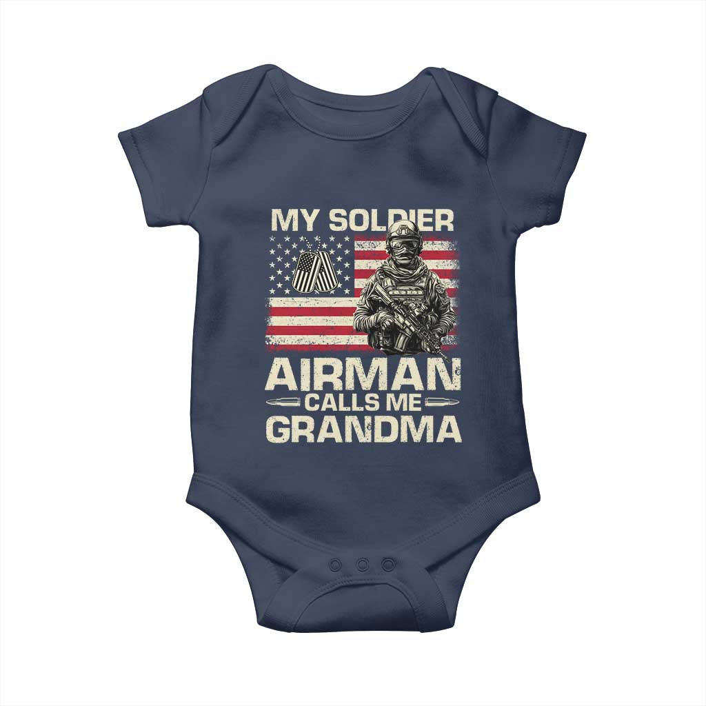 Proud Air Force Grandma Baby Onesie My Soldier Airman Calls Me Grandma US Flag - Wonder Print Shop