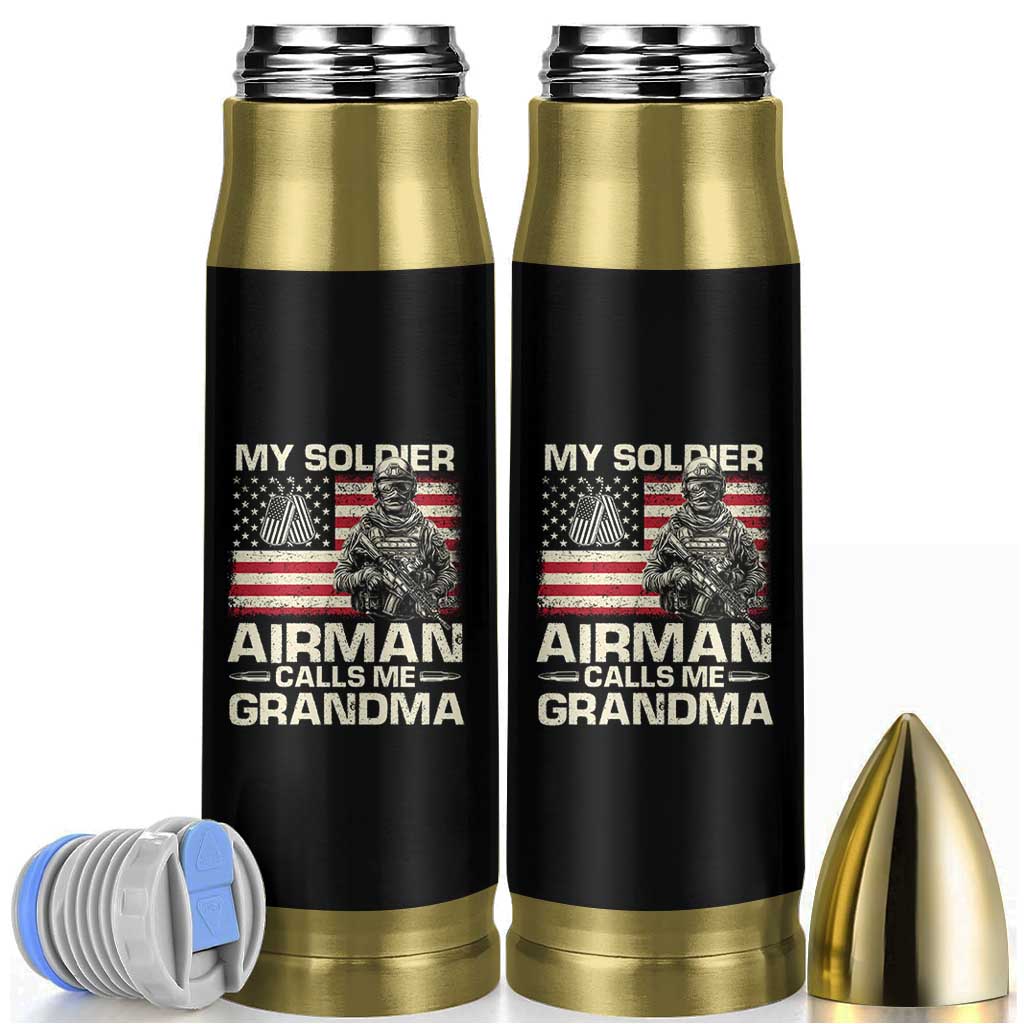 Proud Air Force Grandma Bullet Tumbler My Soldier Airman Calls Me Grandma US Flag - Wonder Print Shop