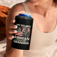 Proud Air Force Grandma 4 in 1 Can Cooler Tumbler My Soldier Airman Calls Me Grandma US Flag - Wonder Print Shop