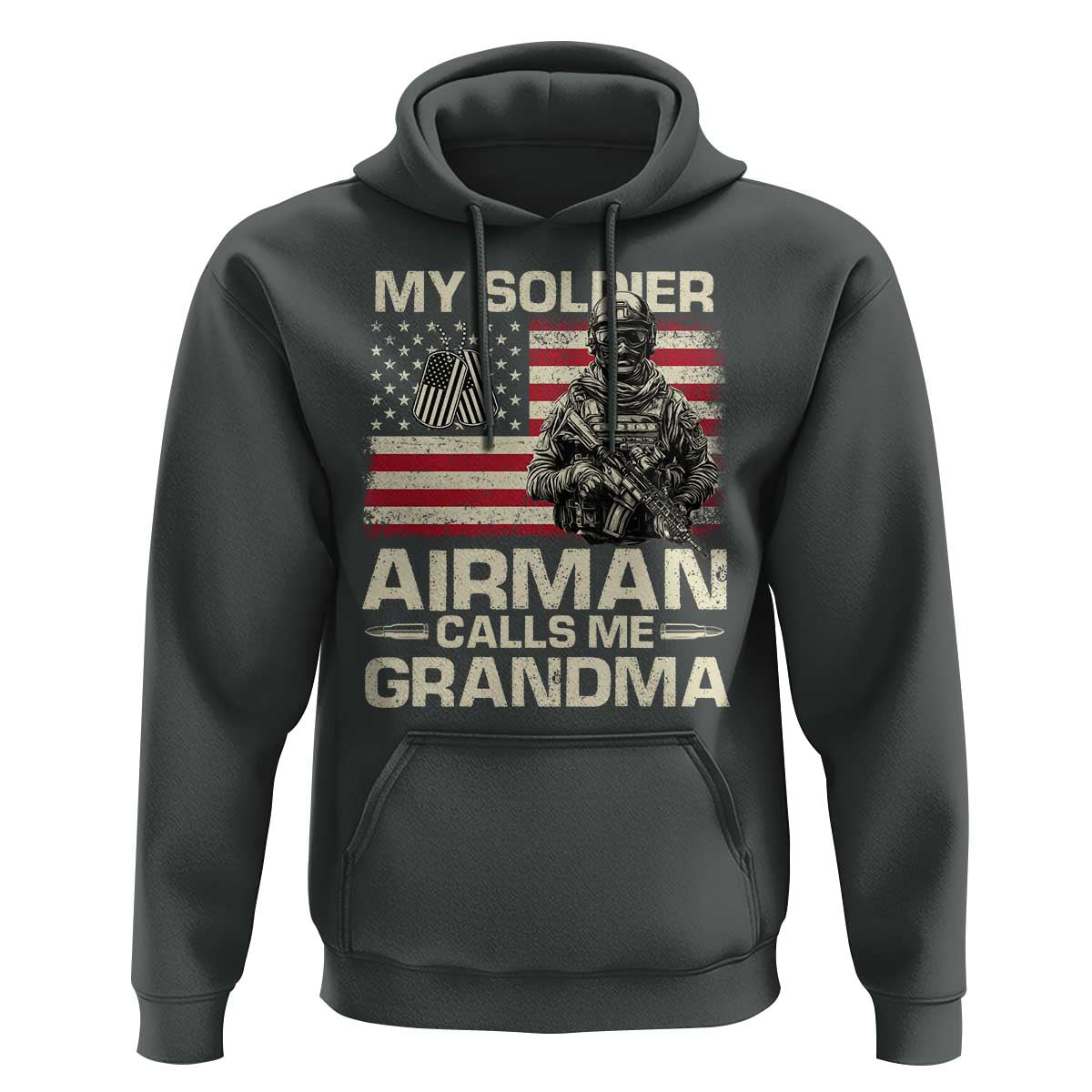 Proud Air Force Grandma Hoodie My Soldier Airman Calls Me Grandma US Flag - Wonder Print Shop