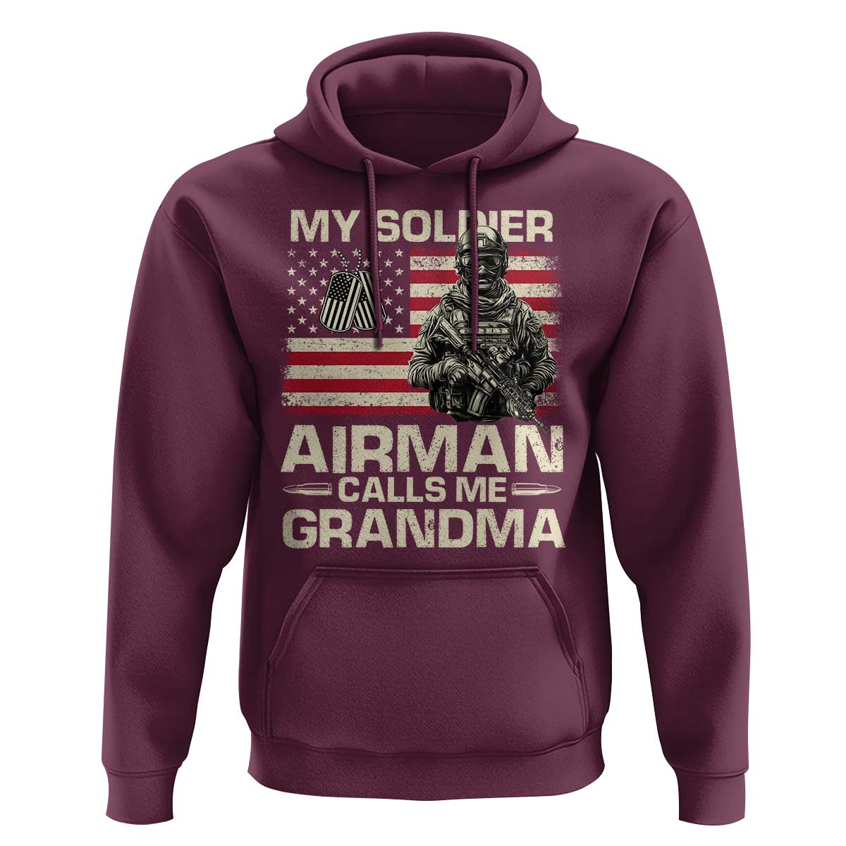 Proud Air Force Grandma Hoodie My Soldier Airman Calls Me Grandma US Flag - Wonder Print Shop