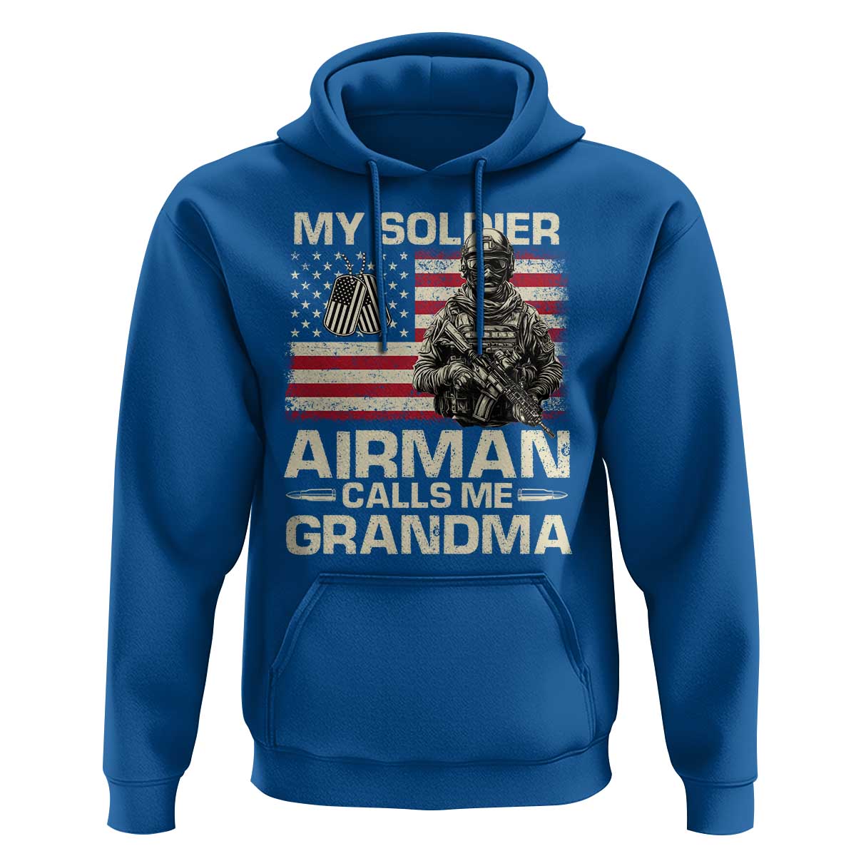 Proud Air Force Grandma Hoodie My Soldier Airman Calls Me Grandma US Flag - Wonder Print Shop