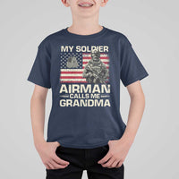Proud Air Force Grandma T Shirt For Kid My Soldier Airman Calls Me Grandma US Flag - Wonder Print Shop