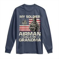 Proud Air Force Grandma Long Sleeve Shirt My Soldier Airman Calls Me Grandma US Flag - Wonder Print Shop