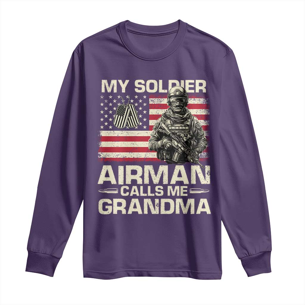 Proud Air Force Grandma Long Sleeve Shirt My Soldier Airman Calls Me Grandma US Flag - Wonder Print Shop