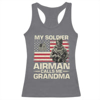Proud Air Force Grandma Racerback Tank Top My Soldier Airman Calls Me Grandma US Flag - Wonder Print Shop