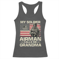 Proud Air Force Grandma Racerback Tank Top My Soldier Airman Calls Me Grandma US Flag - Wonder Print Shop