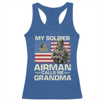 Proud Air Force Grandma Racerback Tank Top My Soldier Airman Calls Me Grandma US Flag - Wonder Print Shop