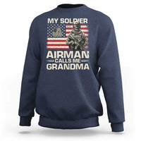 Proud Air Force Grandma Sweatshirt My Soldier Airman Calls Me Grandma US Flag - Wonder Print Shop