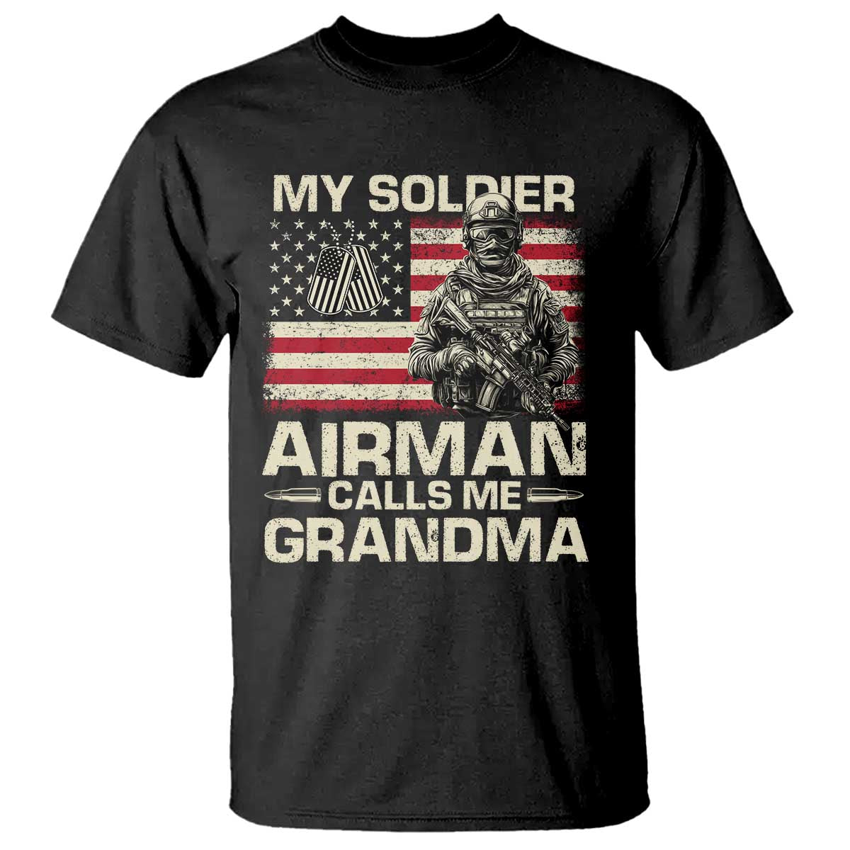 Proud Air Force Grandma T Shirt My Soldier Airman Calls Me Grandma US Flag - Wonder Print Shop
